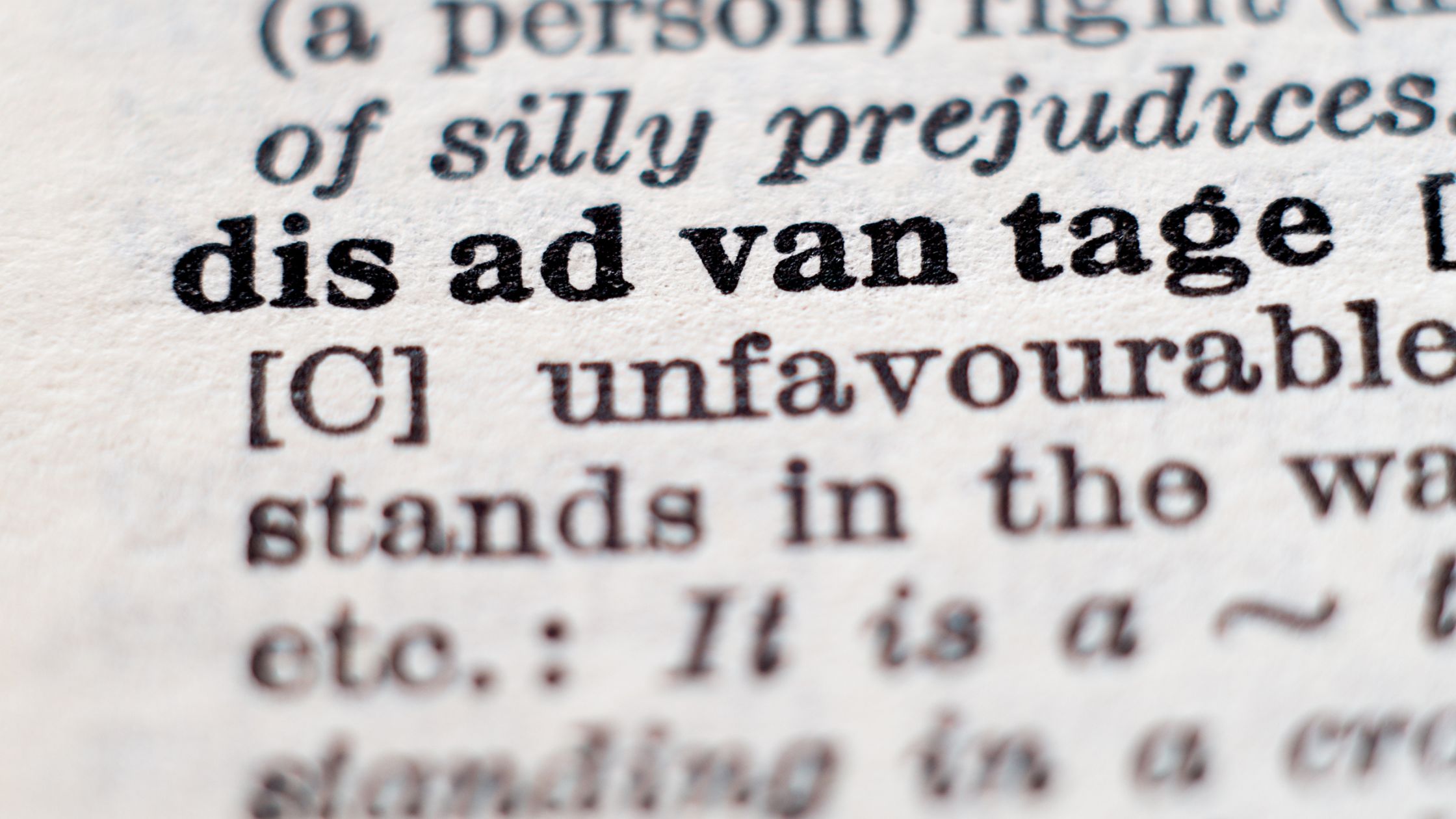 text in book with disadvantage in bold